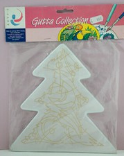 Fensterbild aus Seide mit Guttalinien Gold  20,5 cm, HALF MOON