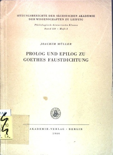 Prolog und epilog goethes - epilog, zu
