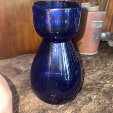 Antike kobaltblaue Glas Hyazinthe Zwiebel Zwang Blumenvase Pontilmarke
