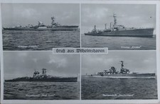 AK Wilhelmshaven Hafen Kreuzer Leipzig  Panzerschiff Graf Spee Kreuzer Emden Rar