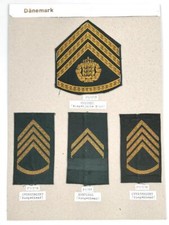 Dänemark Heer, Sammlung  Rangabzeichen für die Ausgehuniform, auf Karton getacke