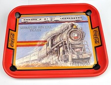 Schönes Coca-Cola Coke Blech Tablett USA Serviertablett Dampflok Lokomotive