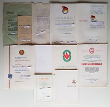 DDR Urkunden Konvolut eine Person SED Volkssolidarität Nachbarschaftshilfe usw.