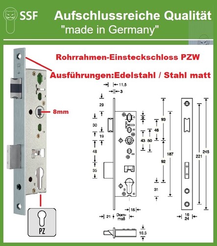Ssf einsteckschloss rohrrahmen - einsteckschloss,