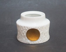 Vohenstrauss Seltmann Bavaria Porzellan Vase/Kerzenhalter weiß gold, H: ca. 7 cm