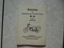 IFA MZ ETZ250 Preisliste DDR Originalteil