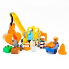 LEGO® DUPLO® Bagger mit Greifschaufel Baustelle Figuren Werkzeug Set nerdycustom