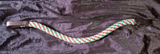 Stirnriemen Leder Strick Blau