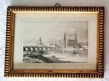 Auflösung:Nachlass-Alter Stahlstich Dresden SAXE/Lemaitre,dir exit  im Rahmen