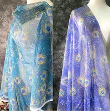 Pfauenfeder Druck Tüll Stoff