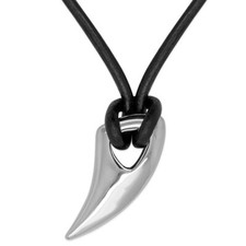 Surfer Lederkette mit Drachenzahn Wolf Tiger Säbelzahn Kralle Klaue Edelstahl