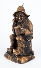 Alte Reliefkerze / Motivkerze - Mann mit Hut und Bierkrug - 22 cm Handgeschnitzt