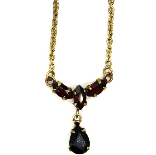 585 gelbgold granat collier - 585, 42