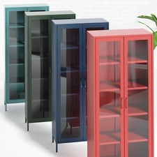 Vitrinenschrank Wohnzimmerschrank Vitrine Bücherschrank Schrank Metall Glitzernd