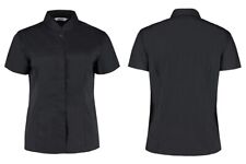 Kurzarm Kellner Bluse Damen Hemd Stehkragen schwarz KUSTOM KIT 736 NEU