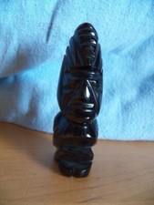 Figur Maya Azteken Götter schwarz schimmert auch golden Stein ca. 9 H