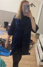 Pelzmantel Hase blau schwarz mit Innenfutter