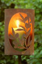 Windlicht Olivenzweig mediterane romantische Beleuchtung  2 Ausf. Edelrostdeko