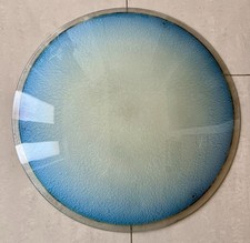 1920 Jugendstil Deckenlampe blaues Glas rund DM 50cm Hängeleuchte 120cm Länge