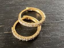 Creolen Ohrringe 925ERVERGOLDET Thomas Sabo 12 Zirkonia Damen Ohrringe  2 Stück