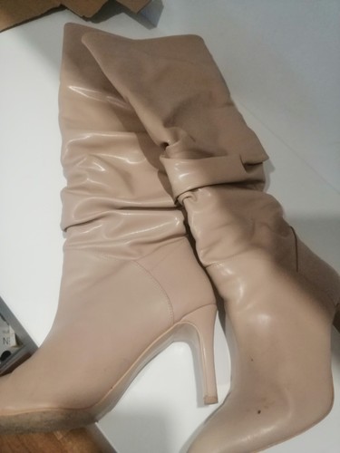 Geraffte party stiefel beige - geraffte,
