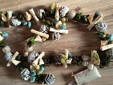 Herbstliche 200CM Girlande Deko Haus Tür Fenster Natur Material Zapfen LED Bunt