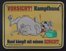 Vintage Blechschild "Vorsicht! Kampfhund", 17x22 cm