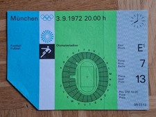 Olympia München 1972 Eintrittskarte Fußball 3.9.1972 20:00h Sitzplatz TOP