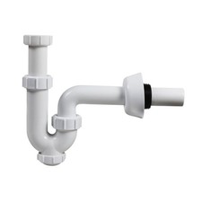 White plastic sink drain pipe - white,