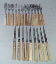 Steakbesteck im Landhausstil 12x Gabeln 9x Messer mit Holzgriff D 864