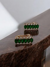 Luxus 585rg Gestempelte Ohrringe, Smaragd, Rolled, 3.2 Gramm, Neu