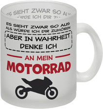 In Wahrheit denke ich an Motorrad Glas Tasse als lustige Geschenkidee für Kolleg