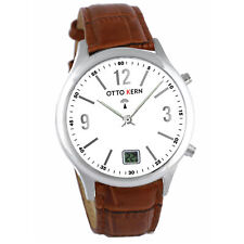 Otto Kern Funkarmbanduhr japanisches Quarzuhrwerk Funkuhr 42 mm Lederarmband