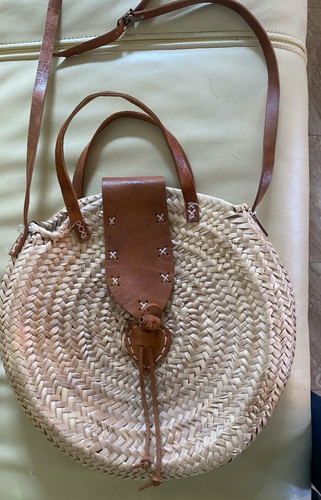 Damen sisal runde strandtasche - damen,