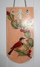 Handmade❤️ Wandbild Türbild Serviettentechnik auf Holz Vogel Unikat 38x18cm NEU