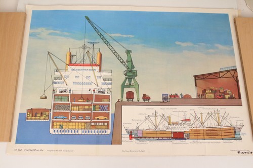 Frachtschiff kai schulwandbild - frachtschiff,