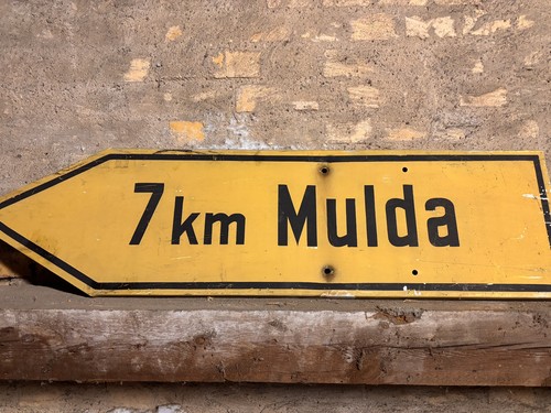 Verkehrsschild mulda 6km blech - mulda,
