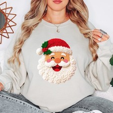 Weihnachtsmann Weihnachten Urlaub Damen Sweatshirt Festliches Gesicht Pullover