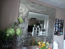 Kare Designer Wandspiegel XL  XXL  Aluminium  Metall  Spiegel silber  Wanddeko
