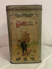 ANTIKE GROSSE BLECHDOSE BLECHSCHACHTEL WERBUNG REKLAME RÜGER SCHOKOLADE DRESDEN