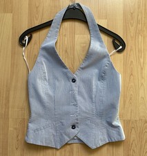 Damen-Weste, H & M Gr. 36 blau weiß Neckholder gestreift zeitlos Knöpfe