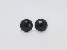 Ohrstecker Ohrringe Onyx facettiert Schwarz Cabochon rund Silber 925 Gold
