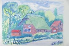 Wilhelm Klußmann Aquarell 1995 sig. Sozialer Wohnungsbau 65x45cm N-1660