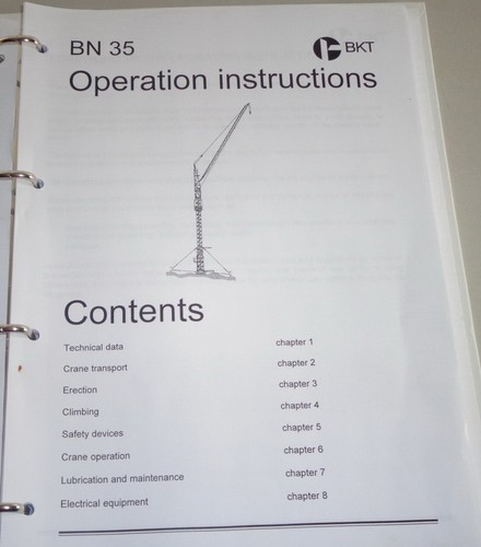 Operation instructions potain - instructions,