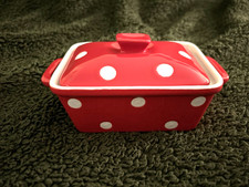 Rot Weiß Gepunktete Butterdose Keramik
