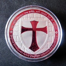Geocaching Templar Geocoin -Antik Silber -