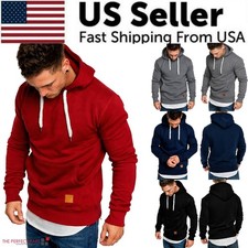 Men Hoodie Casual Hooded Solid
