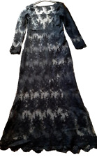 Vintage 60er-70er Jahre Schwarz Spitze Guipure Maxi Abendkleid Langarm Größe M?