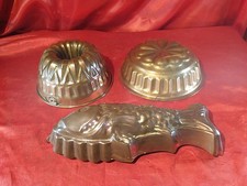 3 Alte Gugelhupf Form Backform Kupfer Verzinkt Fisch ? (5757)