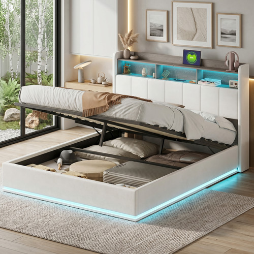 Led polsterbett boxspringbett - led,